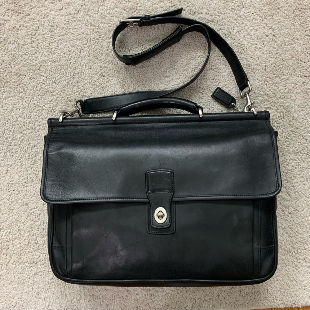 Coach Black Leather Messenger Bag